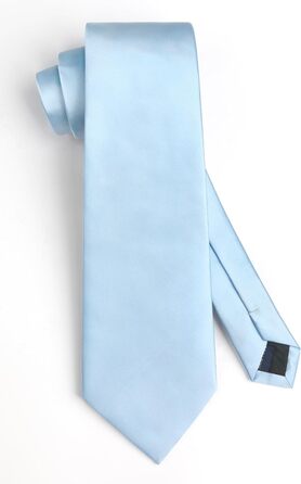 HISDERN Комплект краваток для чоловіків: краватка, кишеньковий хустинка та краватки-затискач. Класичний однотонний дизайн, світло-блакитний колір, для урочистих подій, весілля, свят.