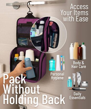 Органайзер для косметики та туалетних аксесуарів D&D – Розкладний дорожній органайзер для жінок та чоловіків (фіолетовий)