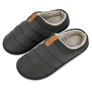Чоловічі тапочки зимові теплі м'які комфортні з піною Memory Foam, неслизькі для дому та вулиці (43/44 EU, Темно-сірий)