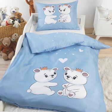 Комплект постільної білизни Kinder для дітей (100x135 см + 40x60 см) | 100% бавовна | Застібка-блискавка | Принцеси, зірки | рожевий/рожевий