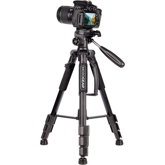 Штатив відео 140 см MOJOGEAR з кріпленням для смартфона - штатив для камери/телефона, трипод з кульковою головкою, алюміній, SAB234