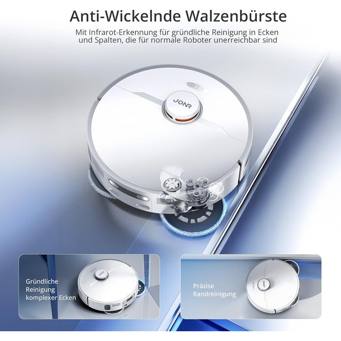 Робот-пилосос JONR T5 Pro Gen 2 з функцією миття, 15000Pa, сушка гарячим повітрям, антизаплутування, LiDAR-навігація, док-станція