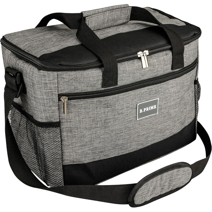 Термосумка B.PRIME 20L Classic Grey - Ізоляційна сумка для пікніка, подорожей та кемпінгу 36x26x22 см