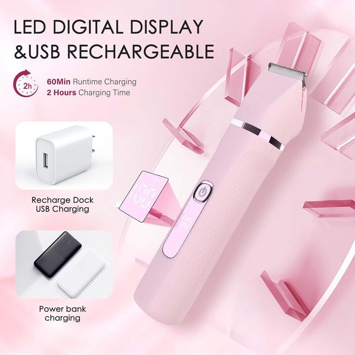 Електричний жіночий тример 3-в-1 MIFXIN для бікіні, тіла, обличчя. Вологостійкий IPX6. У комплекті: тример, епілятор, бритва. (Лідний/Рожевий)