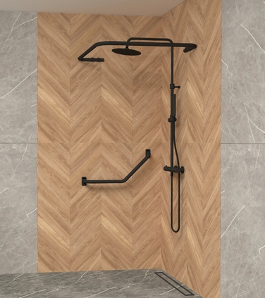 Кутовий штанга для душу Sasko 100-100 x 25 мм, чорна