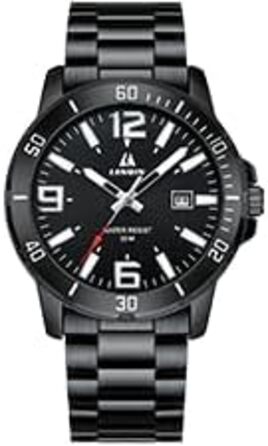 Годинник чоловічий LN LENQIN з нержавіючої сталі, водонепроникний, з датою, кварцовий, аналоговий, чорний, бізнес-стиль