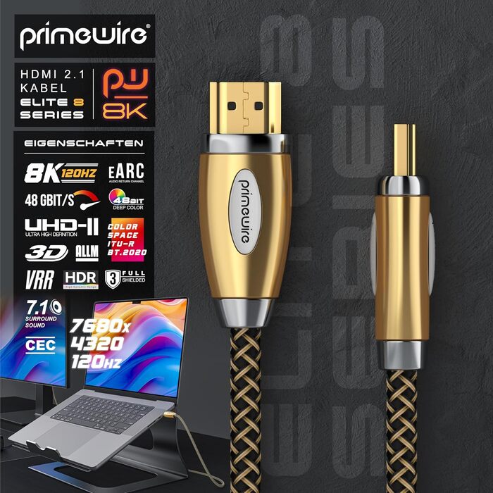 HDMI кабель 2.1 Premium 8K UHD II 3.0m - CSL з екрануванням, Ethernet, 3D ARC CEC, підтримка 8K