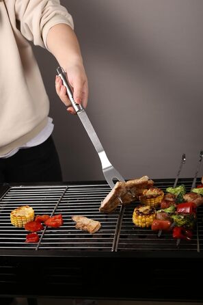 Набір інструментів для гриля з нержавіючої сталі, 12 предметів: лопатка, виделка, ніж, щітка, щипці, шампури, відкривачка для пляшок, аксесуари для гриля на природі