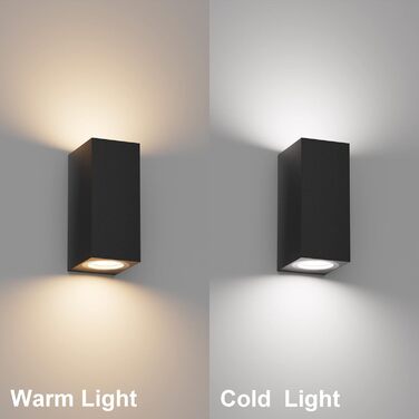 Настінні світильники Klighten 2 шт. Водостійкі, IP65, сучасний дизайн, алюміній, для вулиці та дому, GU10, чорний