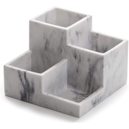 4-Compartment Multi-Purpose Organizer - Makeup Brush Holder for Makeup Brushes, Organizer, Toothbrush Holder, Marble, Bathroom Accessories (Matte Marble)