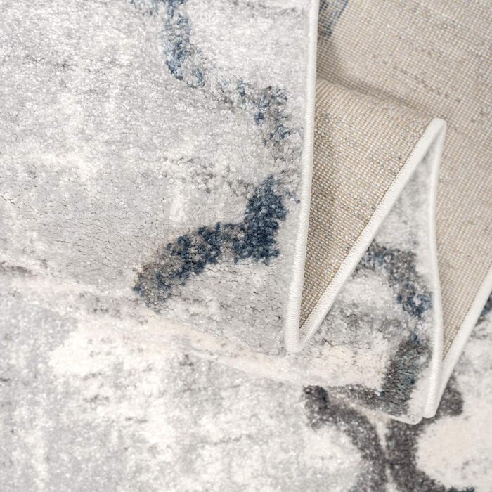 Килим для вітальні SANAT Modern Design - короткий ворс, для вітальні, спальні, кухні, ручна обробка, сертифікат Öko-Tex 100, сірий, 80x150 см