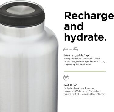 KleanKanteen® TKWide V Drinking Bottle Brushed Stainless Steel, One Size