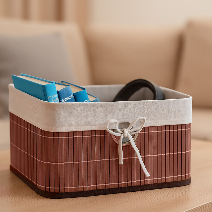 Relaxdays Bamboo Storage Basket Set