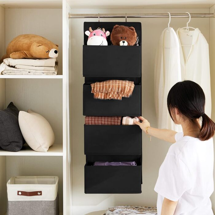 Органайзер для дверей Youdenova з 4 кишенями та 2 гачками, настінна полиця-органайзер для ванної, спальні, дитячої кімнати, чорний