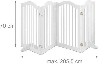 Захисне ворота Relaxdays для собак та котів, біле, 70 x 205,5 см, розкладне
