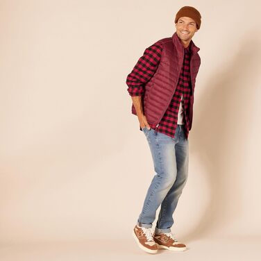 Чоловіча розпакована, водостійка жилетка Amazon Essentials, складається (M, темно-червоний)