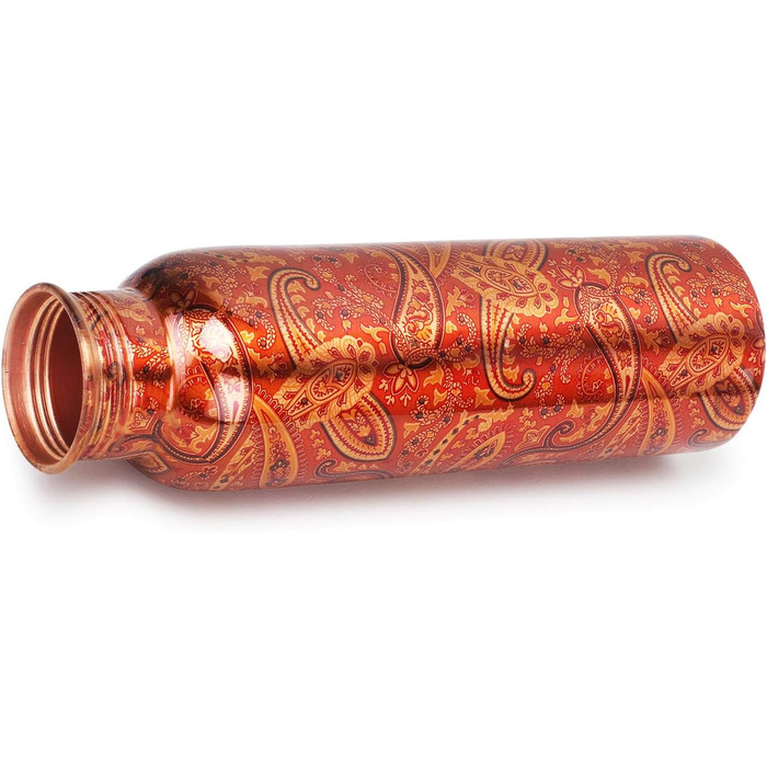Zap Impex Copper Water Bottle for Ayurvedic Benefits, Rajasthani Print Design, Travelers Water Pitcher Bottle, Joint Free, 900ml