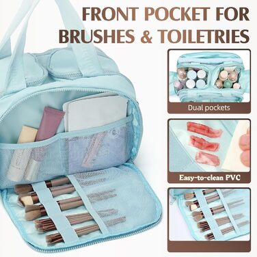 Кultурний мішечок Axcone для подорожей, великий, зручний, органайзер для косметики та аксесуарів, ручна поклажа, для жінок та чоловіків (T7151-), блакитний