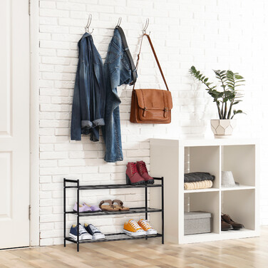 Relaxdays Metal Shoe Rack with 3 Shelves