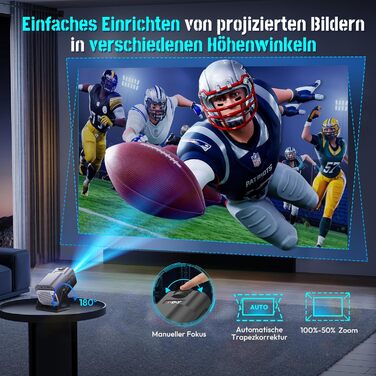 Проектор Xgody Gimbal 3: 12000 Люмен, Android 11.0, 4K, WiFi 6, Bluetooth, Автоматична корекція трапецеїдальних спотворень, для домашнього кінотеатру (білий/чорний)