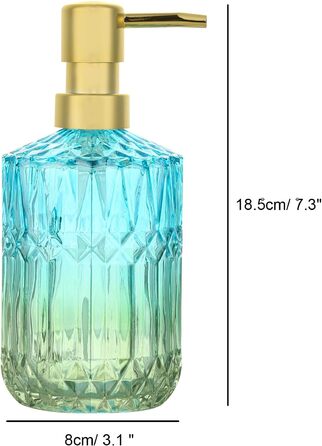 Скляний диспенсер для рідкого мила YunNasi - наповнюваний, для кухні, ванної кімнати, пральні (зелений, блакитно-зелений)