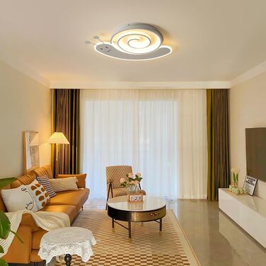 Дитяча стельова LED-лампа Oninio 48W, диммована, з пультом, у формі равлика, біла, для спальні, офісу, дитсадка