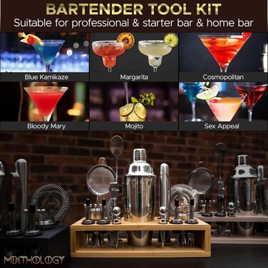 Професійний набір бармена Mixology для коктейлів, 31 предмет, аксесуари для бару та коктейль-шейкер, чорний