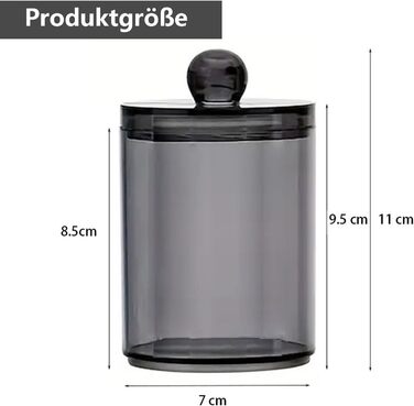 Організатор для ватних паличок та дисків: набір з 3 шт. Чорний акриловий контейнер з кришкою для ванної, спальні, вітальні