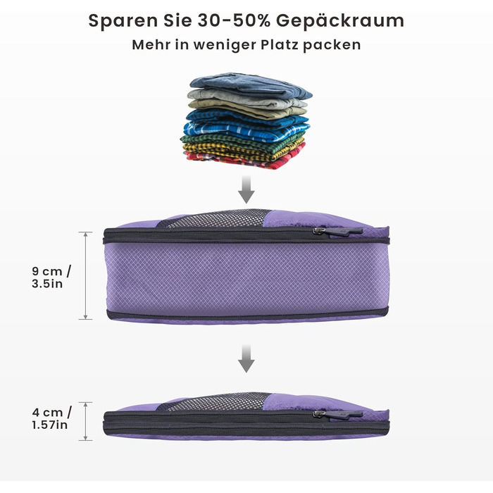 Органайзери для валізи компресійні, набір 6 шт. (Ельфенбайн, фіолетові) - Куби для пакування, компресійні пакети для подорожей