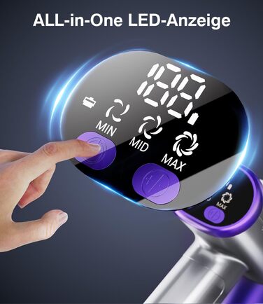 Бездротовий акумуляторний пилосос V8 з дисплеєм, 450 Вт, 40000 Па, до 50 хв роботи, автоматичний режим, антизаплутувальна щітка для килима, твердого покриття та шерсті тварин