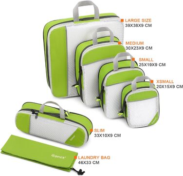 Органайзери для валізи Gonex 6 шт. - набір кубиків для пакування, зелені