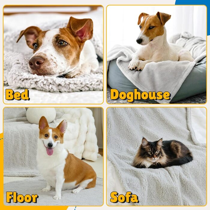 Водонепроникний килимок для собак, 152x127 см - двосторонній, м'який, теплий. Підходить для великих собак та котів. Захищає підлогу, ліжко, диван та автокрісло. Сірий.