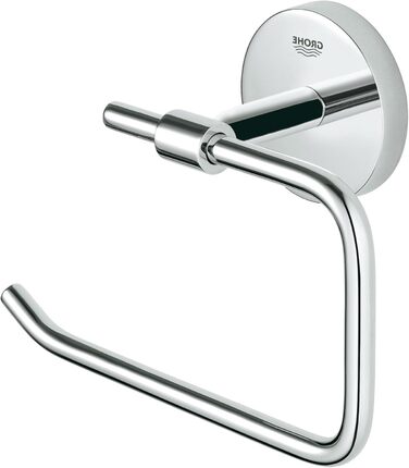 Essentials Toilet Brush Set & BAU Cosmopolitan Toilet Paper Holder (Material: Metal, concealed mounting, for drilling or gluing), Chrome, 40457001, Small