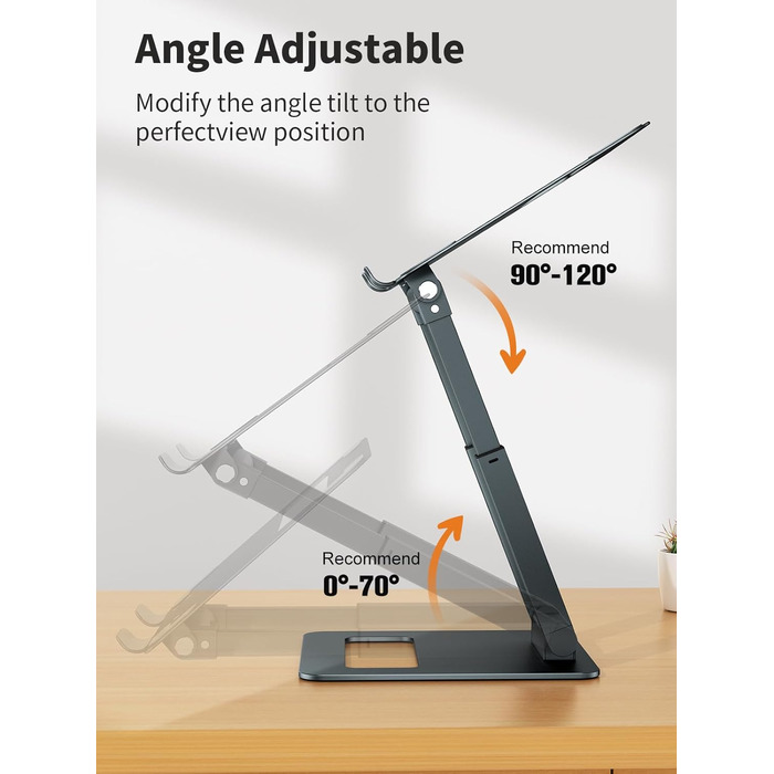 Adjustable Laptop Stand for Desk - Telescoping Design, Ergonomic Riser for 10-17 inch Laptops (Gray)