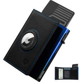 Портмоне DODENSHA® MagSnap для чоловіків з RFID захистом та відділенням для AirTag, картхолдер на 10+ карт, з монетницею, чорно-синій колір