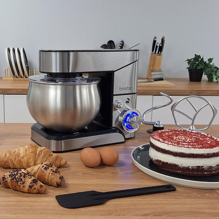 Професійна кухонна машина/міксер Briebe 1800W з орбітальною дією, 6 швидкостей + імпульс, нержавіюча сталь KM1114
