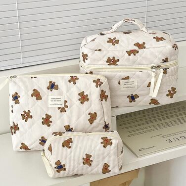 Набір косметичок 3 шт. для подорожей, косметичка для дівчат та жінок з квітковим принтом, зручна для макіяжу