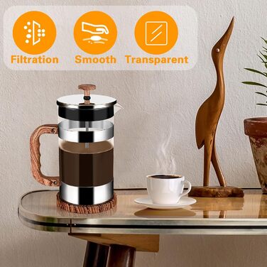 Френч-прес для кави та чаю, 1000 мл, нержавіюча сталь, термостійке скло