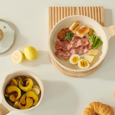 Набір посуду керамічний з гранітним покриттям для індукції, 3 предмети, бежевий