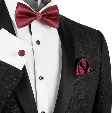 Набір аксесуарів для чоловіків Alizeal: краватка-метелик, запонки та хустинка (бордовий)