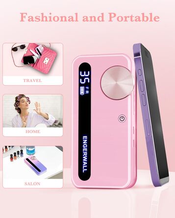 Професійний фрезер для нігтів ENGERWALL 35000 об/хв, електричний, для гелю та акрилу, бездротовий, манікюрний набір з 7 насадками та 56 шліфувальними стрічками, темно-срібний (портативний, акумуляторний, рожевий)