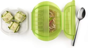 Lékué Steamer Box with Insert Tray, 3-4 People, Platinum Silicone, (Green, 1000 ml)