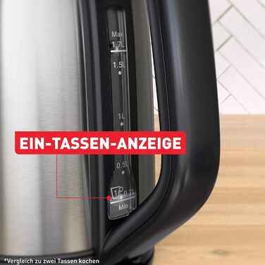 Електричний чайник Tefal Subito KI1R0DE0 з нержавіючої сталі, 1.7 л, 2200 Вт, з фільтром від накипу та автоматичним вимкненням
