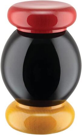 Alessi Totem Domestici ES18 – дизайнерський млин для солі, перцю та спецій з бука, чорного, жовтого та червоного дерева