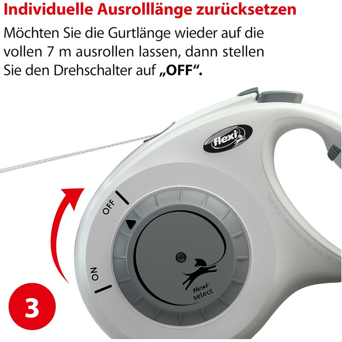 Flexi Select повід для собак, 7 м, чорний, регулювання 0-7 м, до 25 кг (світло-сірий, Medium)