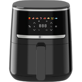 Аерофритюрниця aeco Compact 4,3 л з цифровим дисплеєм, 1500 Вт, 8 програм, регулювання температури 80–200°C, компактна, з книжкою рецептів