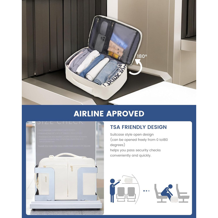 Рюкзак LOVEVOOK для жінок, ручна поклажа, 40x30x20 см, 24л, для ноутбука 14 дюймів, для подорожей, бізнес-рюкзак, бежевий