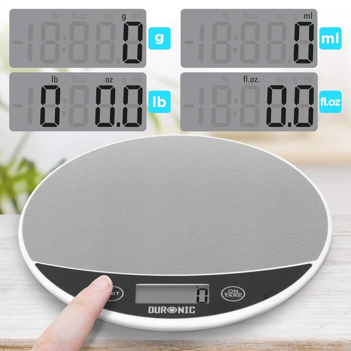 Ваги кухонні Duronic KS3000 | 5 кг, овальна чаша, точність 1 г, з функцією Tara та Hold | Для випічки