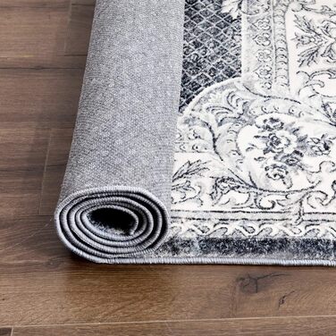 Килим для вітальні сучасний, короткий ворс, неслизький, пральний, м'який, для вітальні, спальні та їдальні, сірий та білий, 120 x 160 см сіро-білий, прямокутний