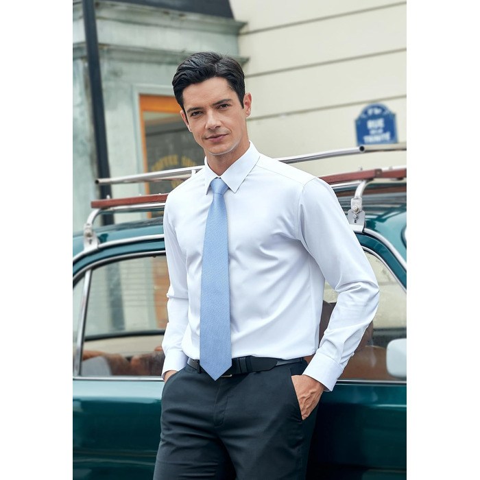 Краватки для чоловіків HISDERN: святкові краватки з кишеньковим хустинкою, класичний візерунок, в клітинку, для весілля та ділових зустрічей, блакитний колір